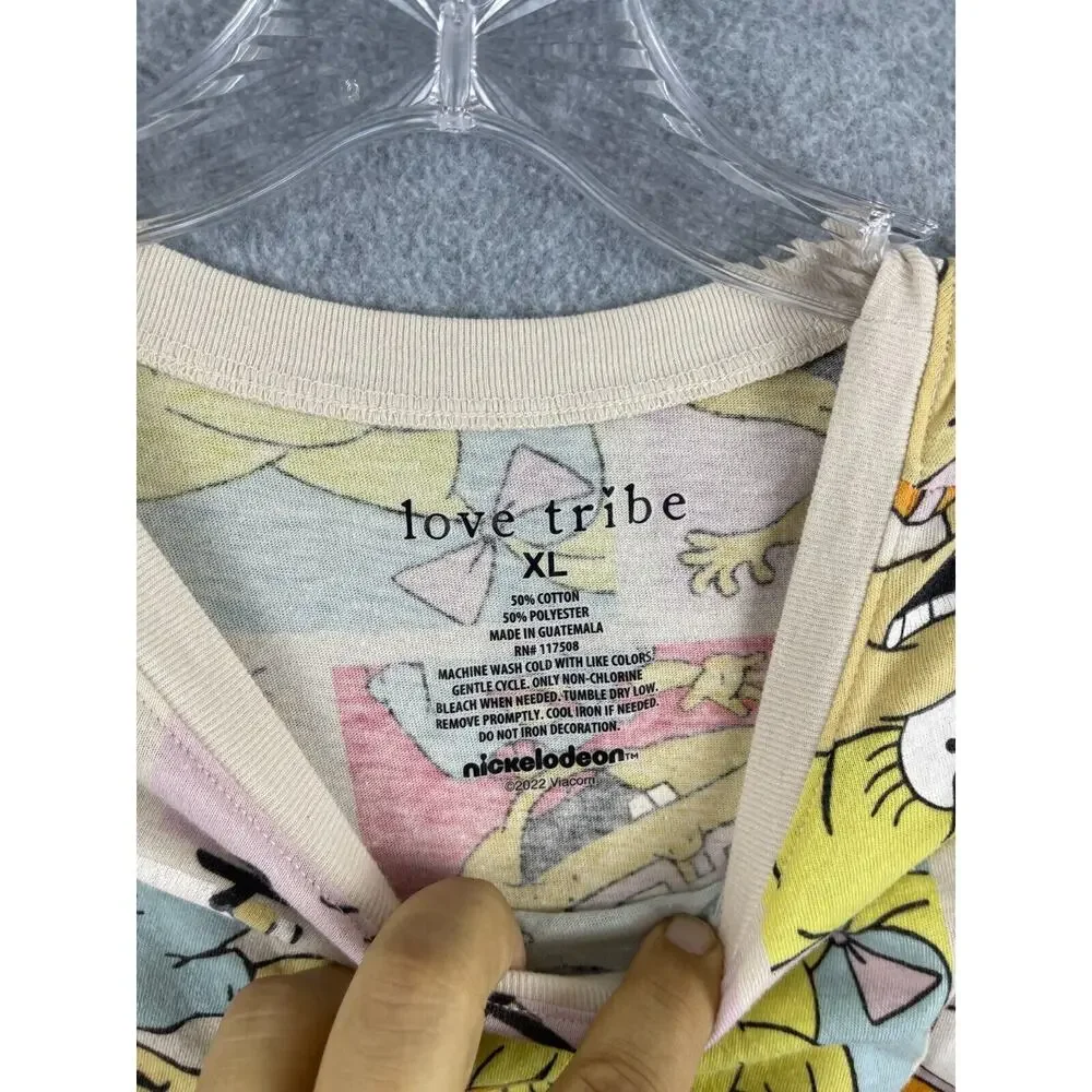 Love Tribe Nickelodeon Rugrats Shirt Youth XL Beige All Over Print‎ Short Sleeve